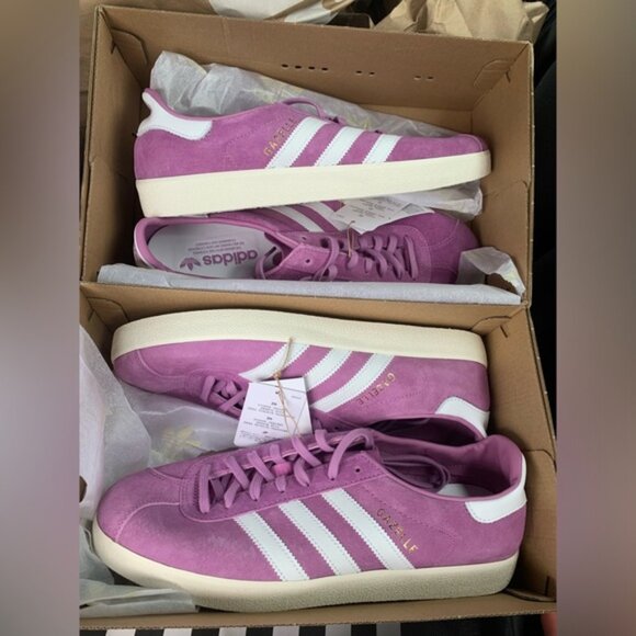 Adidas GAZELLE DECON SHOES Purple / Cloud White / Gold Metallic - Mens 10.5 NEW! - Picture 4 of 9
